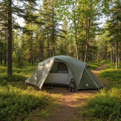 REI Co-op Base Camp 6 Camping Tent set up in a scenic natural environment