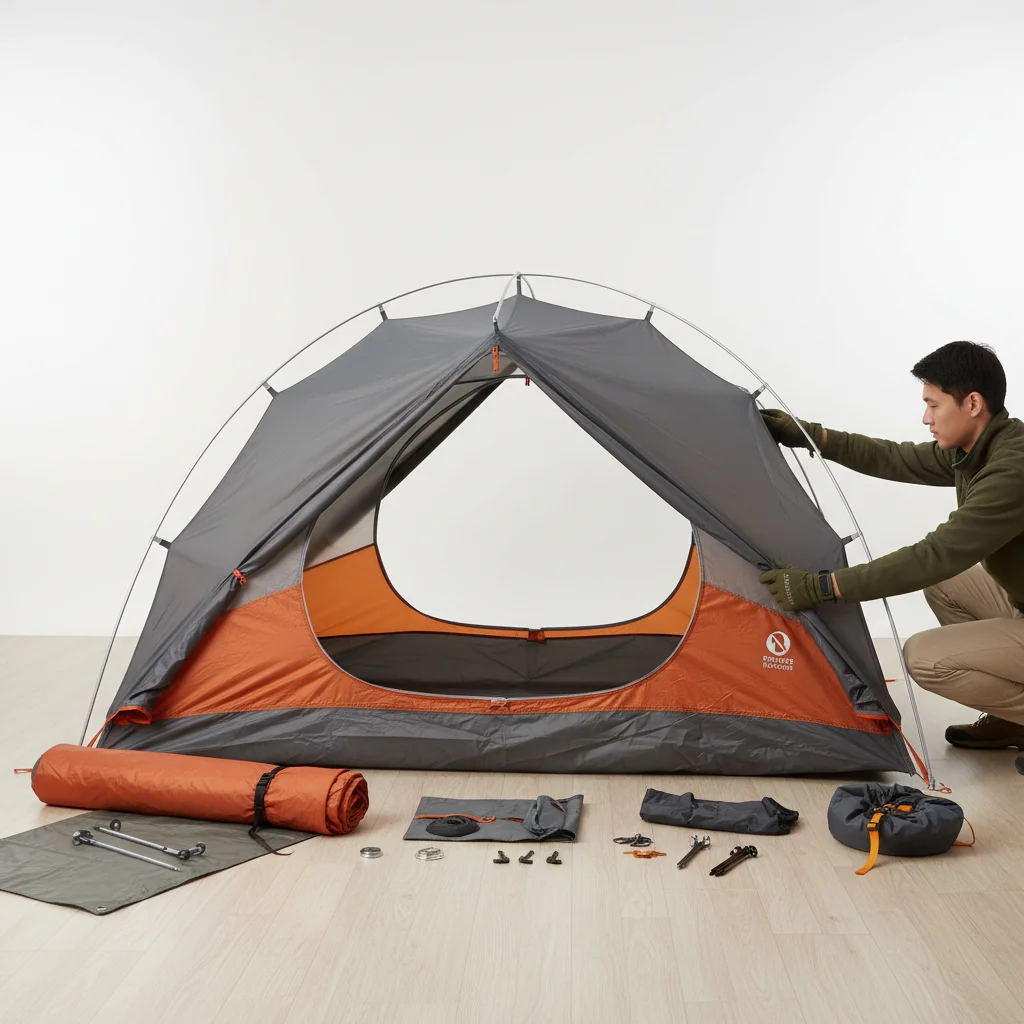 camping tent setup
